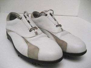 Foot Joy LoPro Womens Soft Spikes White Tan Golf Shoes Size Sz 8.5 8 1 