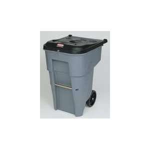  Rubbermaid Rollout Waste Container   Gray   65 Gallon 