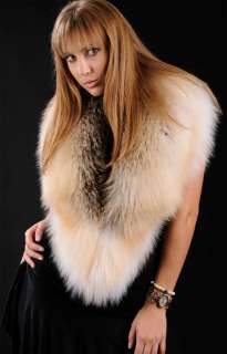 New Full skin SAGA FURS Golden Island Fox Fur shawl collar   Lined 