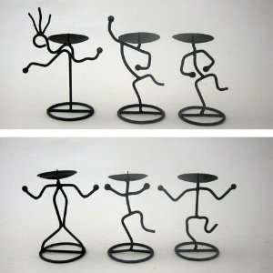 REAL SIMPLEA HANDTOOLED HANDCRAFTED IRON FIGURINES CANDLE HOLDER 