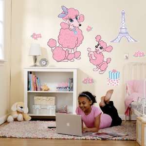 Pink Poodle in Paris Giant Wall Decals 