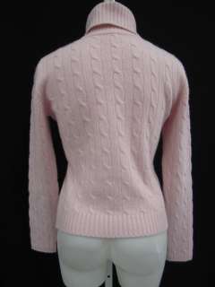 LEGGIADRO Pink Cable Knit Cashmere Turtleneck Sweater M  
