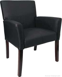 Black Leather Side Reception Waiting Room Guest Chair  