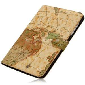  Ecell   LIGHT BROWN WORLD MAP ATLAS LEATHER CASE FOR 