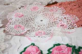 Lot of 25+ Vintage Embroidered Crocheted Lace Doilies Runners  