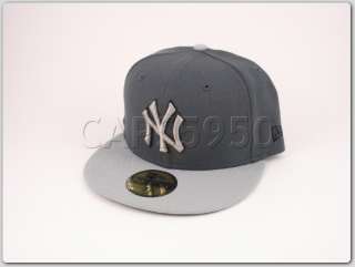New Era Fitted Caps New York Yankees Hats Charcoal Grey  