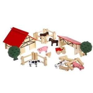  Childrens Wooden Farm Playset in a Bag Toys & Games