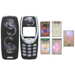 Flashing Battery & Black Scorpion Faceplate For Nokia 3390, 3395, 3310 