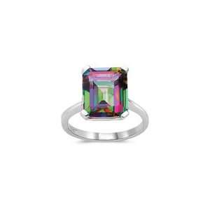  5.89 Cts Mystic Fire Topaz Solitaire Ring in 10K White 