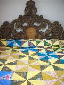 GREAT VINTAGE PIN WHEEL QUILT TOP #D492  