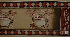 COFFEE SHOP TAPESTRY FLOOR RUNNER RUG~CAFE KITCHEN MAT~MOCHA~JAVA 