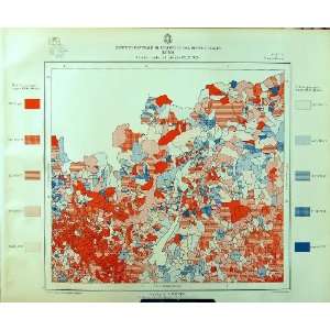  1929 Colour Map Italy Statistics Births Trento Sondrio 