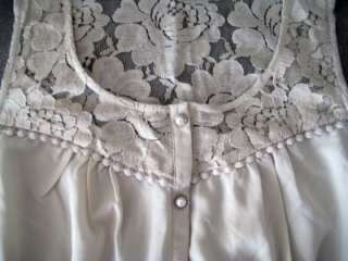   VINTAGE ROSE FLOWERS LACE PEARL BELTED BLOUSE TOP 8/M FREE PEOPLE