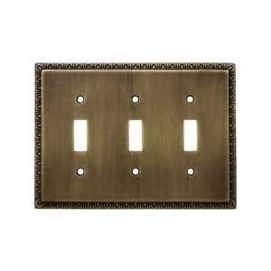 Egg & Dart Design Triple Toggle Light Switch Plate In Antique By Hand 