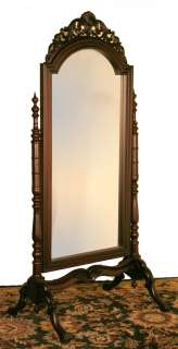 SOLID Mahogany, Carved Mirror with a unique hand rubbed finish—GREAT 
