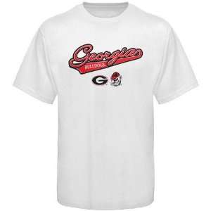  Georgia Bulldogs Youth White Slant Script T shirt Sports 