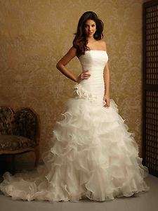   ivory Strapless Wedding Dress Bridal Gown Size 6 8 10 12 14 16 18