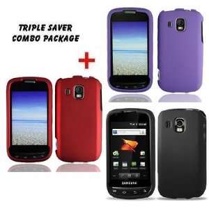  Triple Deal Combo Pack   BLACK+PURPLE+RED RUBBERIZED Faceplate Phone 