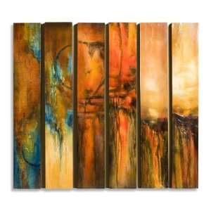   Modern Abstract Red Orange Long Painted Wall Panels