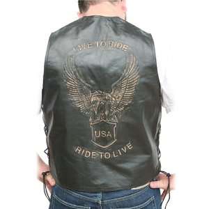  Motorcycle Vests   Leather Motorcycle Vest with Eagle 