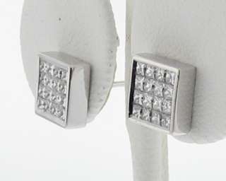 Genuine Diamonds VVS H 1ct Princess Cuts Solid 18k White Gold Stud 