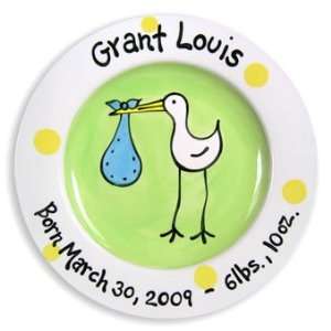  personalized stork baby plate Toys & Games