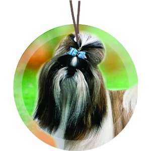  Tzu Dog Glass Round Christmas Tree Ornament Suncatcher   Affordable 
