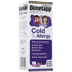 Dimetapp Childrens Cold & Allergy Relief Liquid Grape 8 oz (Quantity 