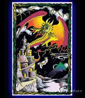 Dragon Castle Blacklight Reactive Velvet Poster  