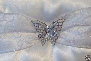 Ribbon Butterfly Wedding Ring Bearer Pillow WHITE  