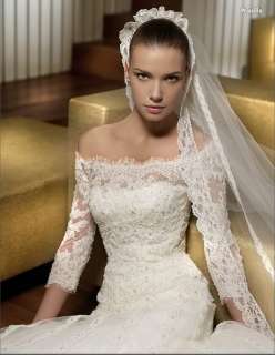   wedding dress party gown A line long sleeve zipper Size custom  