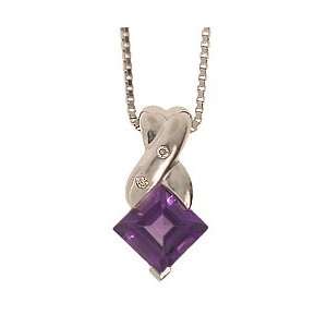  Silver Amethyst/Diamond Necklace Jewelry