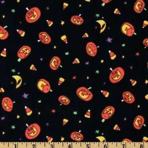   Candy Corn & Pumpkins Black Fabric By The Yard Arts, Crafts & Sewing