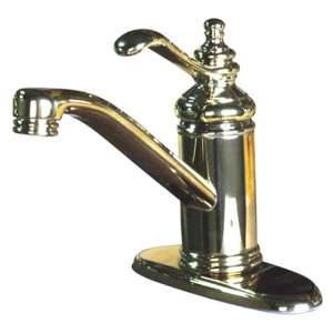   Handle Centerset Lavatory Faucet with Push Up Drain, Polished Brass