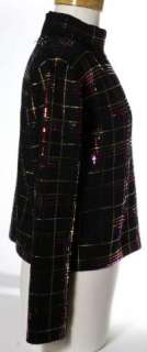 St. John Evening Black Multi Color Paillettes Womans Knit Top  