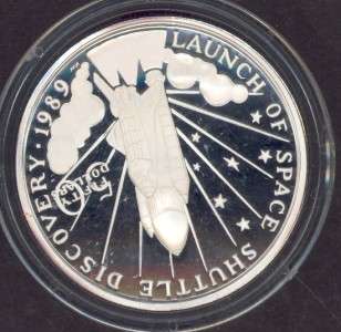MARSHALL ISLANDS $50 SPACE SILVER 1 OUNCE COIN LAUNCH OF SPACE SHUTTLE 