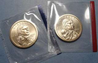 2005 PD Sacagawea Dollars 2 Coins in Mint Cello Satin  