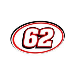  62 Number   Jersey Nascar Racing Window Bumper Sticker 