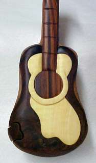 Guitar Wooden Puzzle Trinket Box HandCrafted Wood Art  