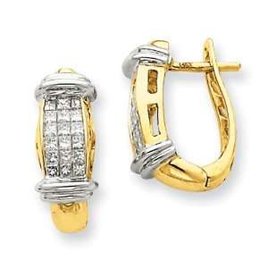  14k Two Tone AA Quality Completed Fancy Diamond Earrings Jewelry