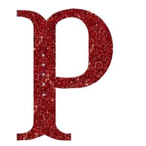Grasslands Road 6 1/2 Inch Glitter Red Monogram Initial Ornament with 