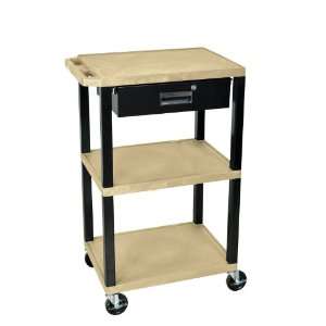  H. Wilson Multipurpose Utility Cart With Drawer Tan and 