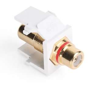 Leviton 40830 BWR QuickPort RCA, Gold Plated Connector with Red Stripe 
