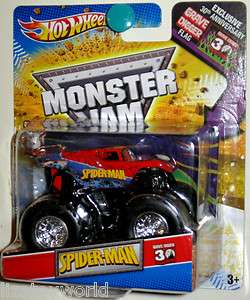 SPIDERMAN Hot Wheels 2012 Monster Jam GRAVE DIGGER 30th Anniverary 