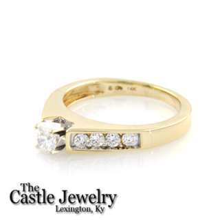 LADIES .50 CT DIAMOND CHANNEL SET CATHEDRAL ENGAGEMENT RING 14K YELLOW 