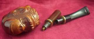 3D MONKEY   AWESOME Carved Wooden briar Tobacco Smoking PIPE. Leather 
