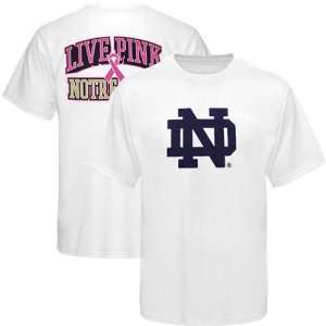 adidas Notre Dame Fighting Irish Live Pink 3D T Shirt   White (Medium 
