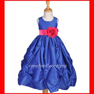 ROYAL BLUE FUCHSIA PINK BRIDAL GIRL DRESS 6M 2 4 6 8 10  