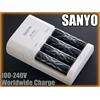 Sanyo 3 speed quick Charger MQR06W 4 AA XX eneloop 2500mAh PreCharge 