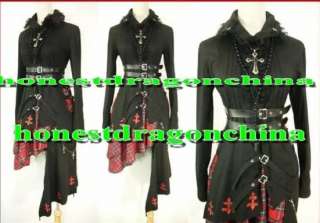 Gothic Lolita Punk Cosplay Costume Black Coat skirt 003  